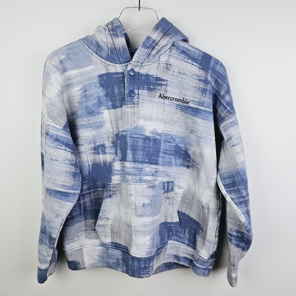 Abercrombie Kids Hooded Cotton Blend Sweatshirt - Blue, White, Gray - Picture 2 of 11